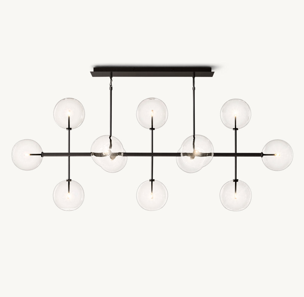 Glass Orbital Mobile Linear Chandelier