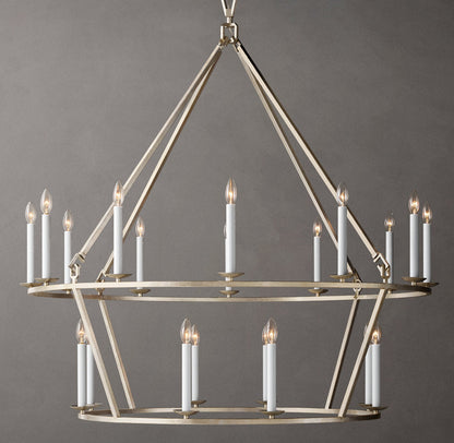19TH C. ENGLISH OPENWORK TWO-TIER ROUND CHANDELIER 50"