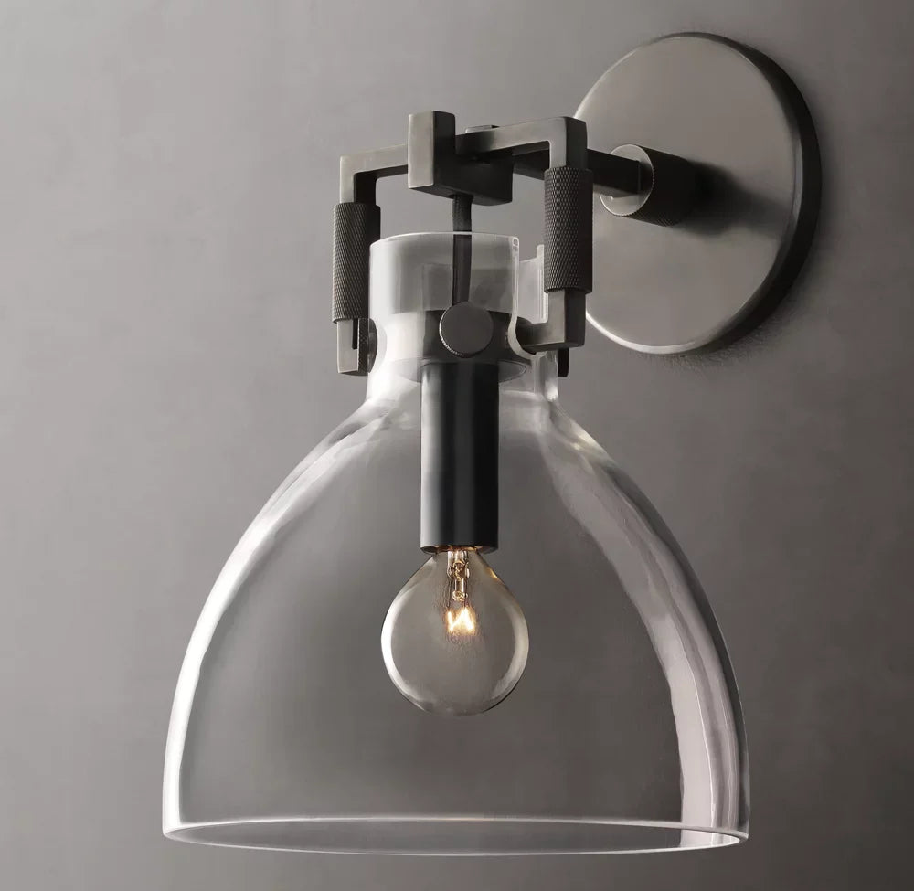 Machinist Glass Cloche Sconce 8"