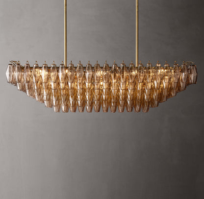 Chiara Smoke Glass Tiered Rectangular Chandelier 54"