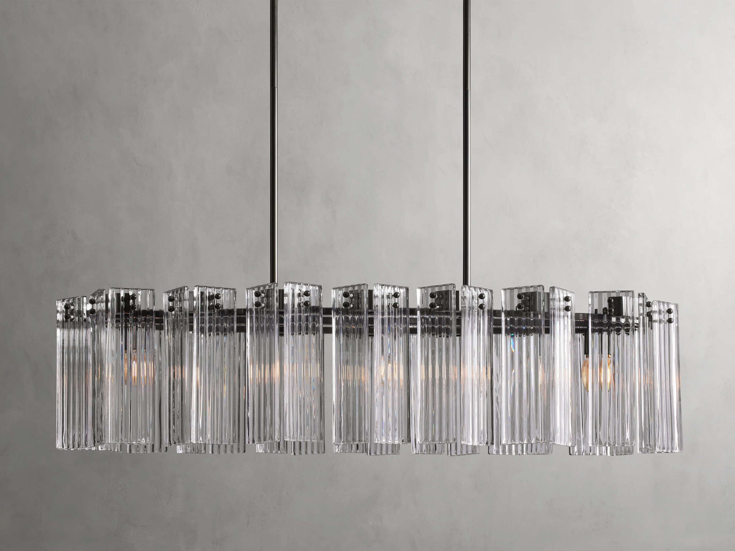 Delacroix Reeded Glass Oval Chandelier