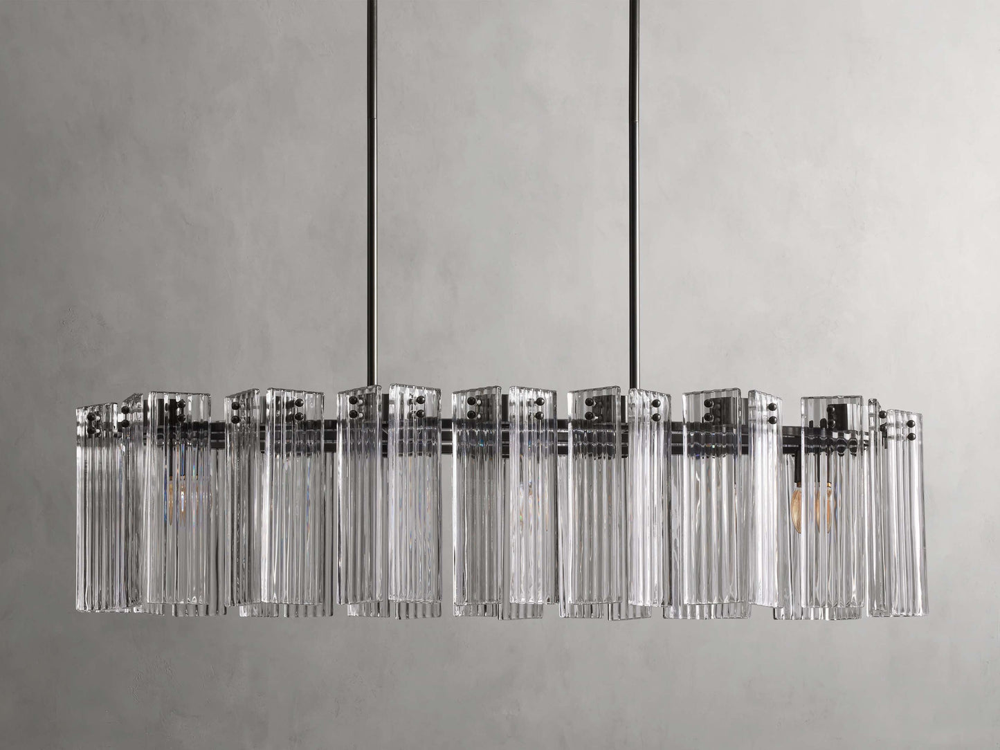 Delacroix Reeded Glass Oval Chandelier