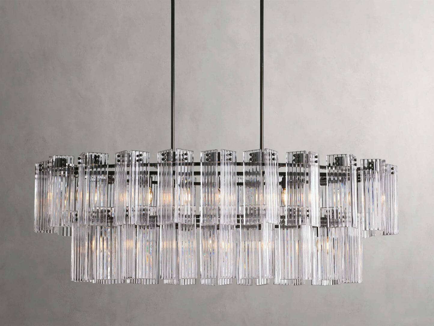 Delacroix Reeded Glass Oval Chandelier