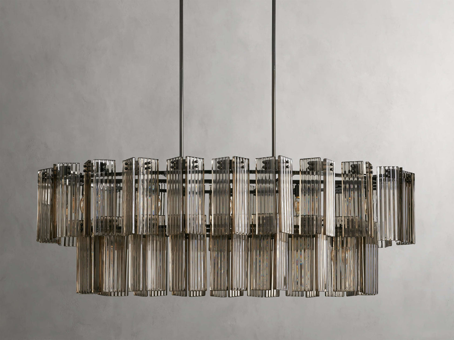 Delacroix Reeded Glass Oval Chandelier