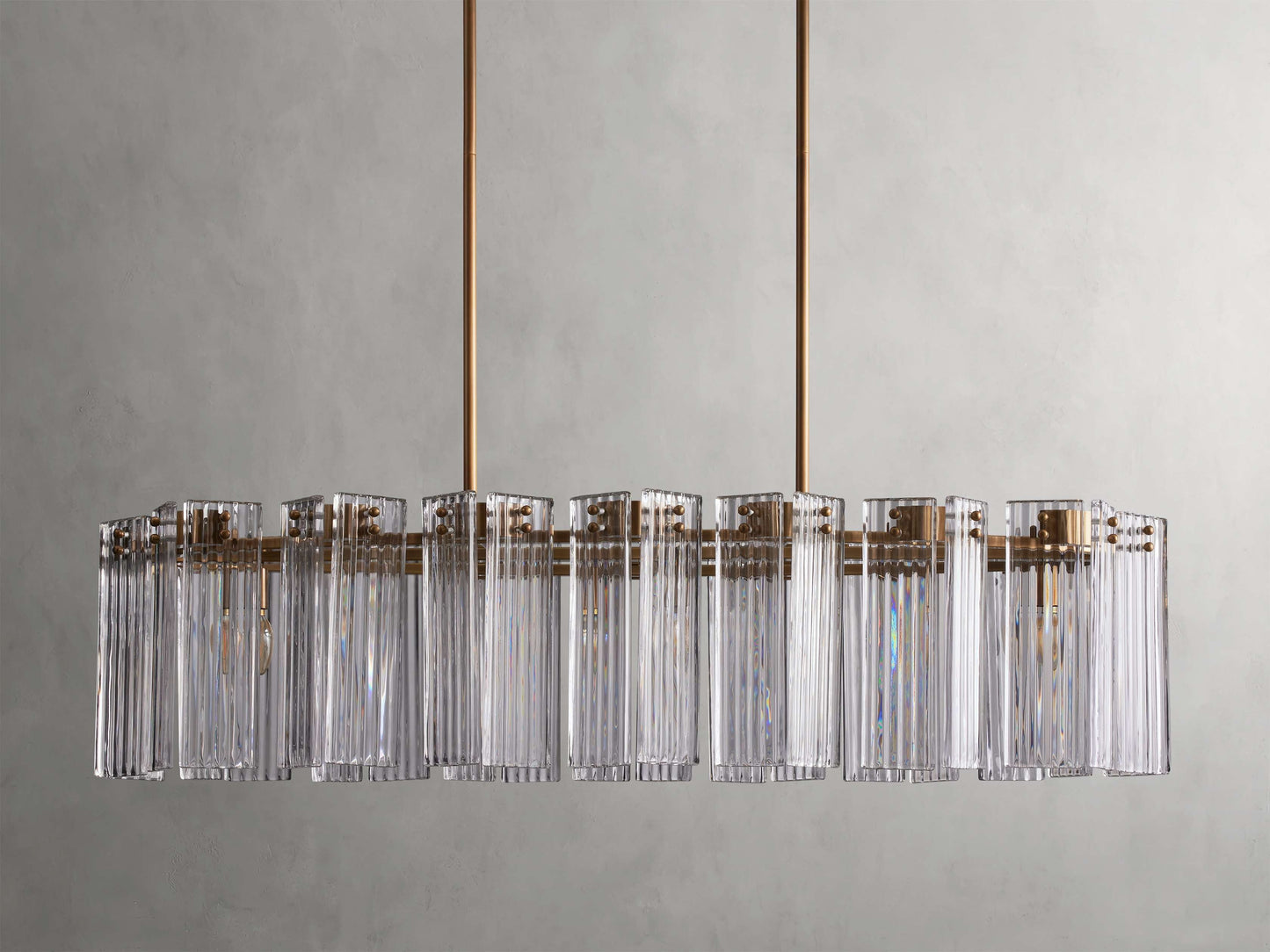 Delacroix Reeded Glass Oval Chandelier