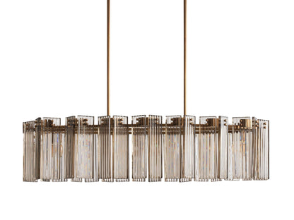 Delacroix Reeded Glass Oval Chandelier