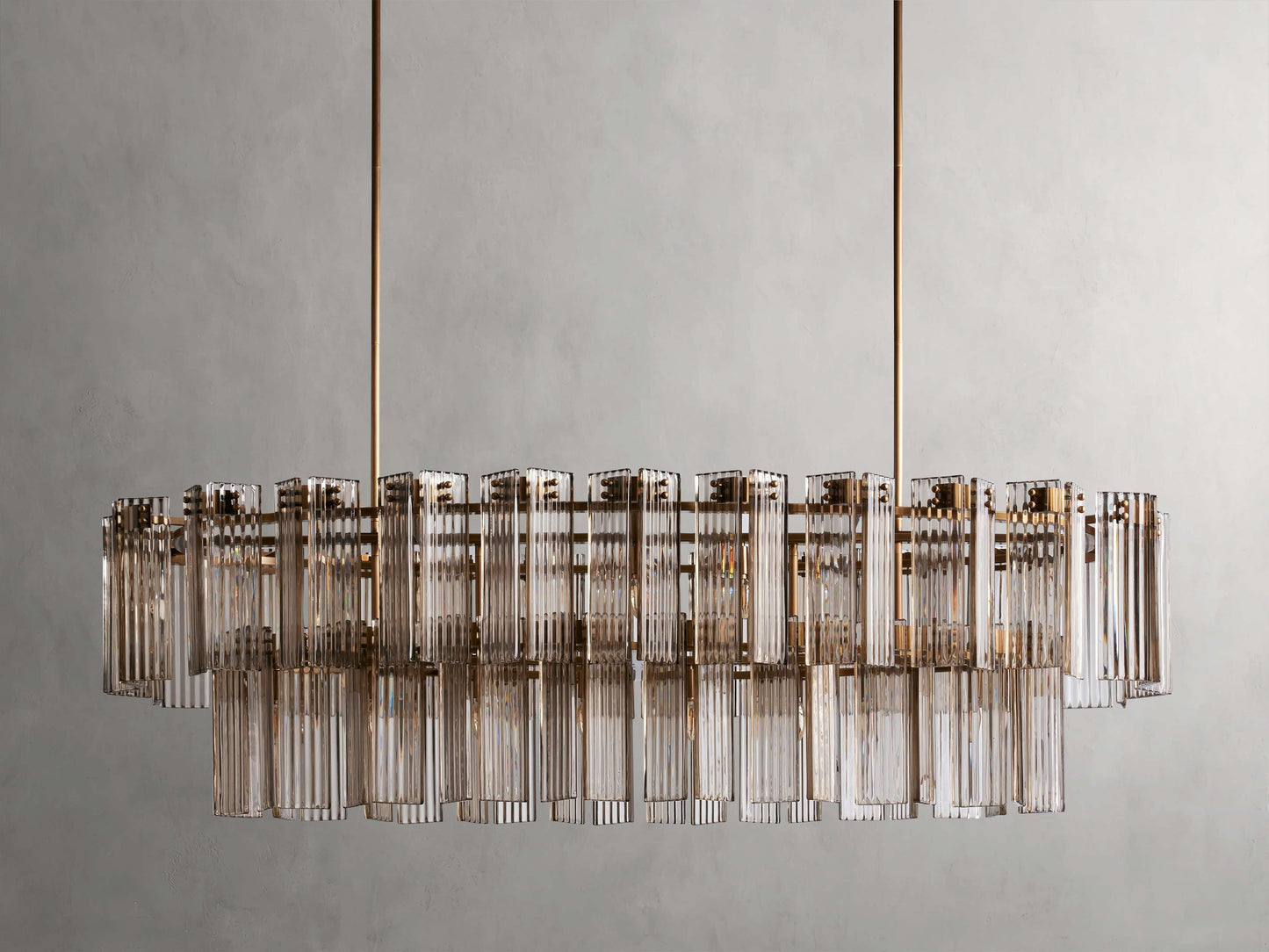 Delacroix Reeded Glass Oval Chandelier