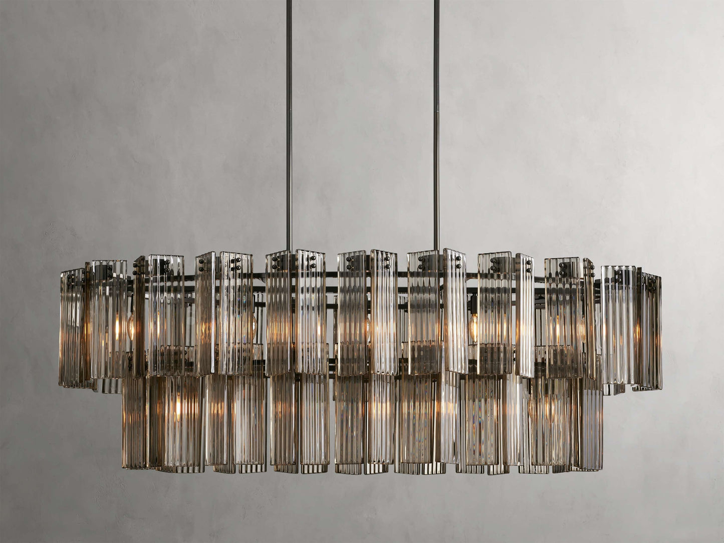 Delacroix Reeded Glass Oval Chandelier