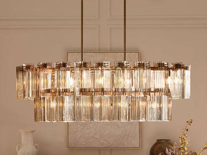Delacroix Reeded Glass Oval Chandelier