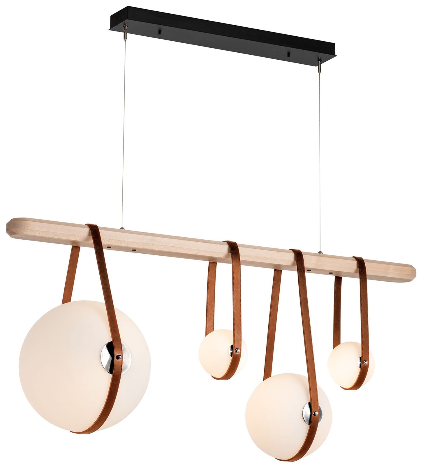 Derby Linear 4-Light LED Pendant - Nickel - Brown - Maple - Opal - Standard