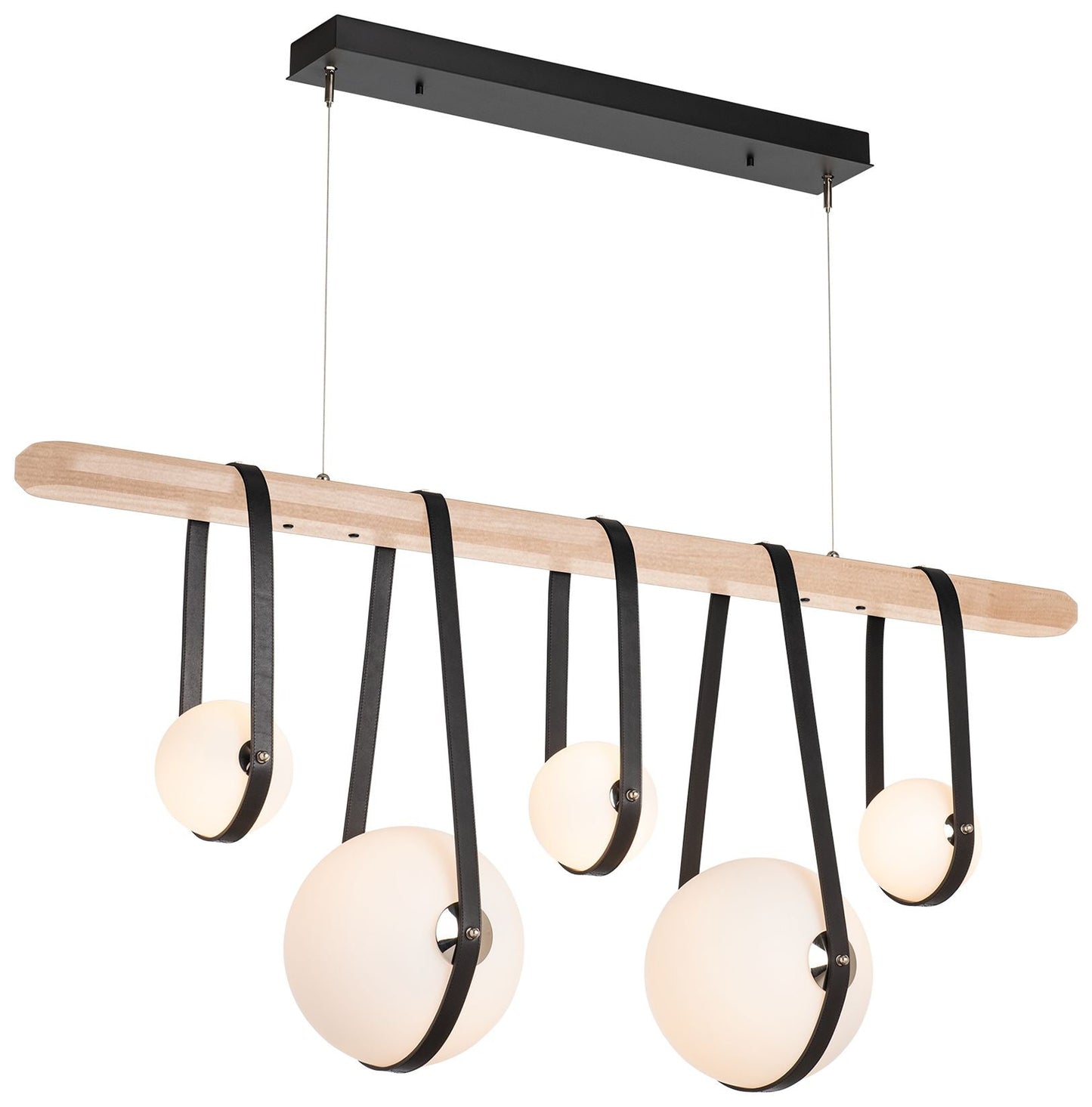 Derby Linear 5-Light LED Pendant - Brass - Black - Maple - Opal - Standard