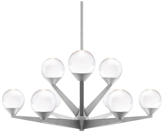 Double Bubble 12.25"H x 23.88"W 9-Light Chandelier in Satin Nicke