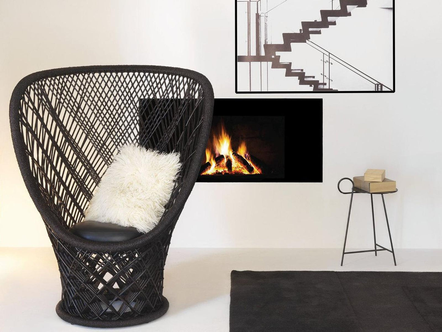 Pavo by Patricia Urquiola Accent Chair with Black Leather Cushion