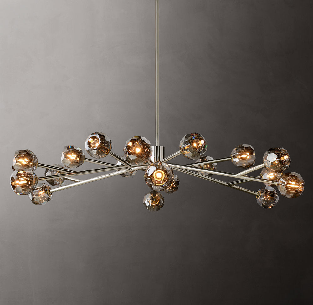 Crystal Sphere Tinted Glass Circular Chandelier 60"