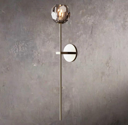 Crystal Orb Smoke Glass Grand Wall Sconce