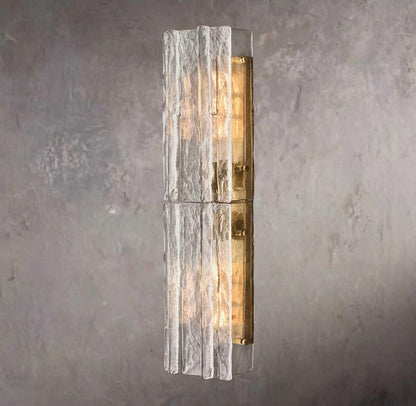 Grid Pattern Clear Glass Wall Sconce 30"
