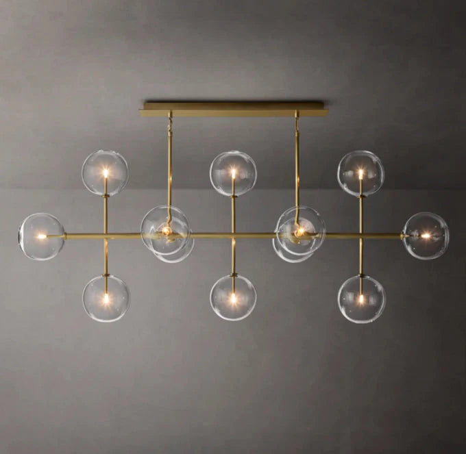 Glass Orbital Mobile Linear Chandelier