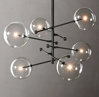 Glass Globe Mobile Six-Arm Chandelier 55"