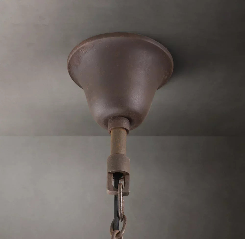 19th C. Rococo Iron & Crystal Round Chandelier 40"