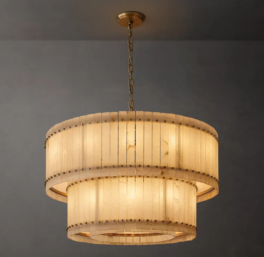 San Marco Alabaster Round Tiered Chandelier 48"