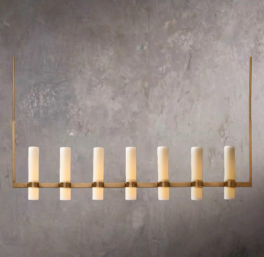 Ravelles Straight Milk Glass Chandelier 59"