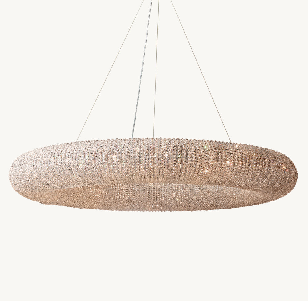 Crystal Halo Clear Round LED Chandelier 72"