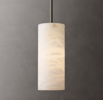 Hand-Carved Alabaster Cylinder Pendant