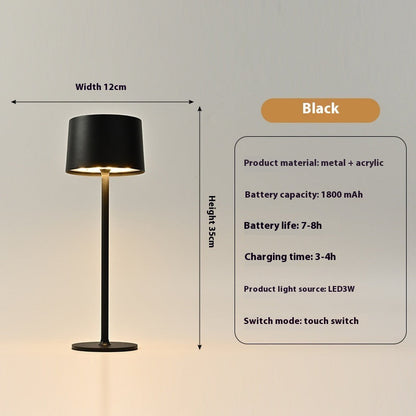Metal Mushroom Table Lamp USB Rechargeable Touch Light with Tall Base