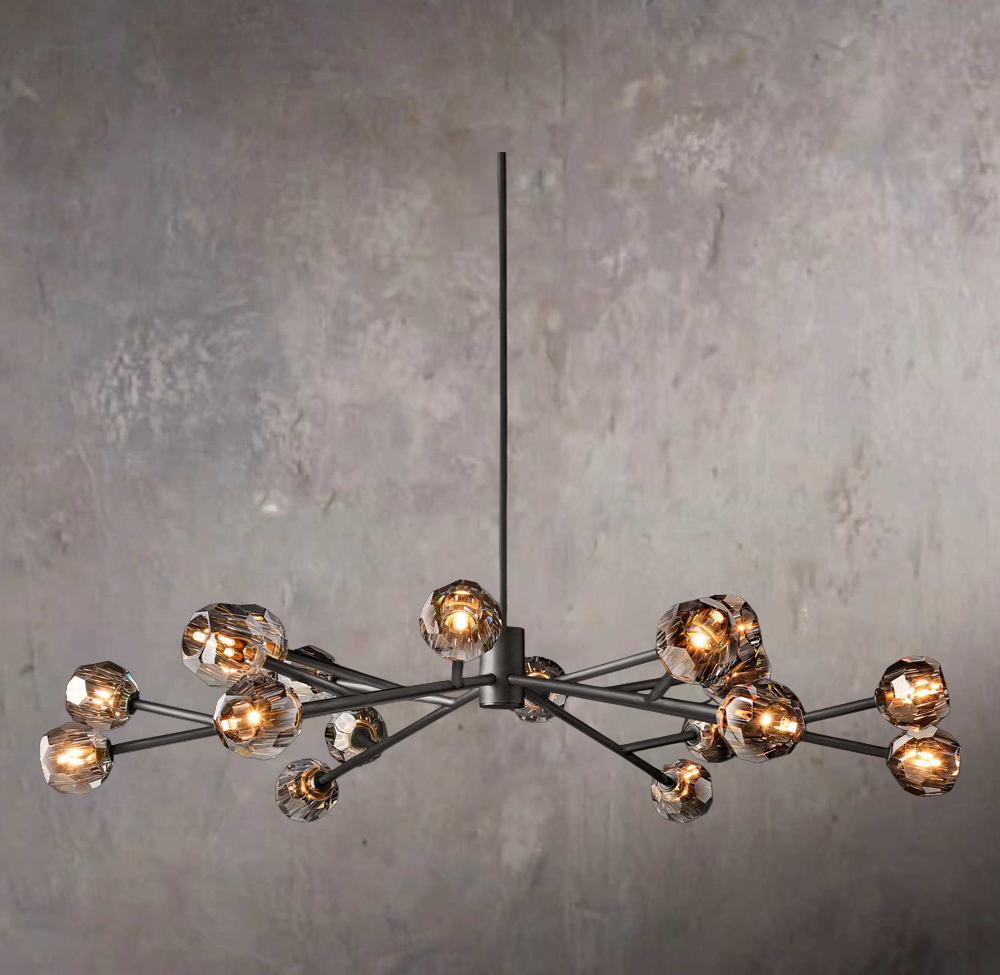 Crystal Sphere Tinted Glass Circular Chandelier 60"