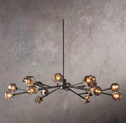 Crystal Sphere Tinted Glass Circular Chandelier 60"
