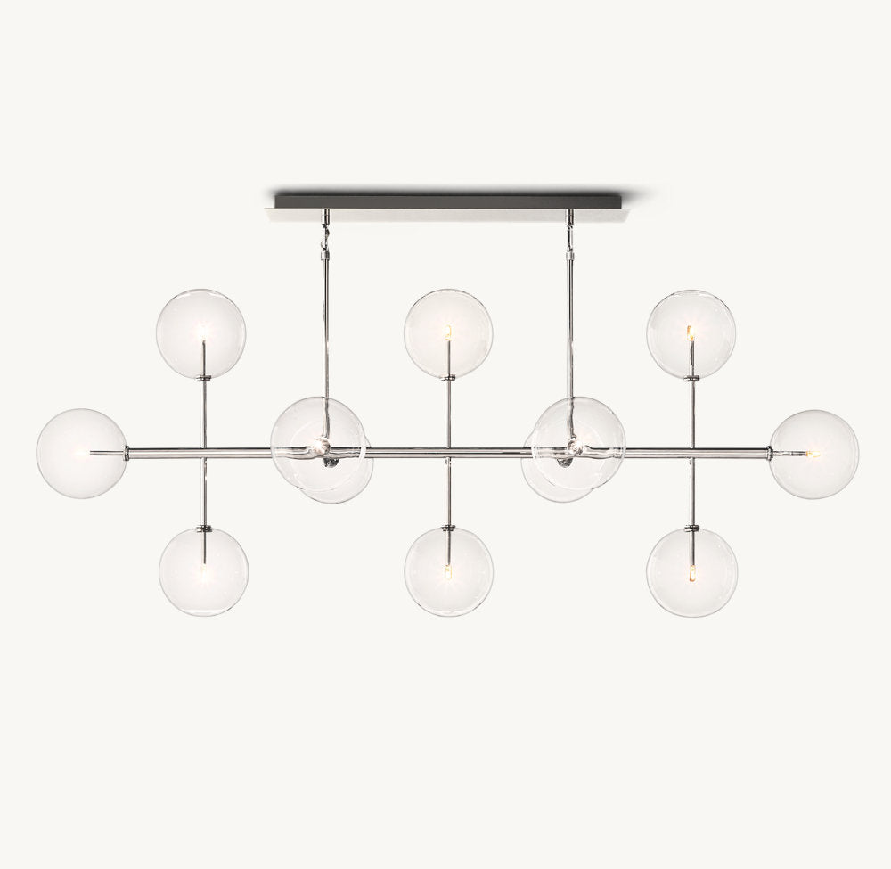 Glass Orbital Mobile Linear Chandelier