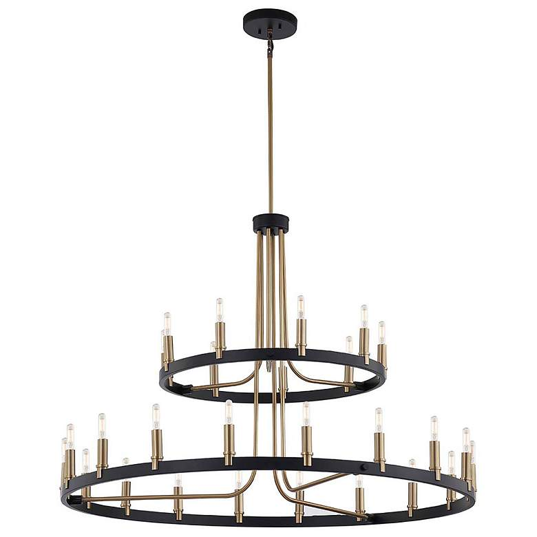Justice Design Clayton 42" Brass Black 27-Light 2-Tier Ring Chandelier