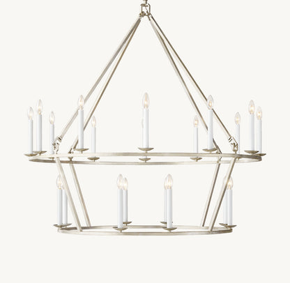 19TH C. ENGLISH OPENWORK TWO-TIER ROUND CHANDELIER 50"