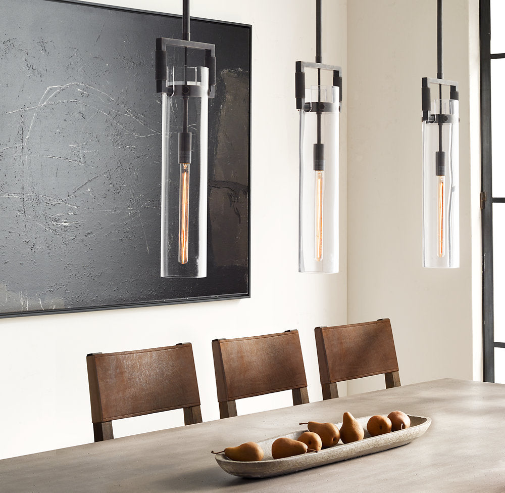 Machinists Cylindrical Glass Pendant Lamp