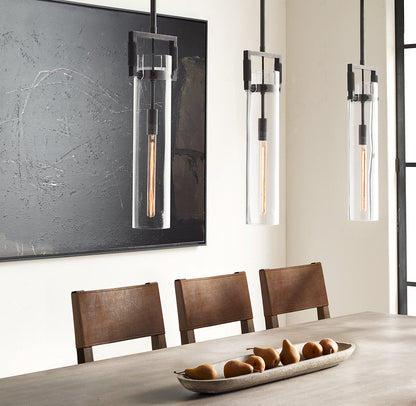 Machinists Cylindrical Glass Pendant Lamp