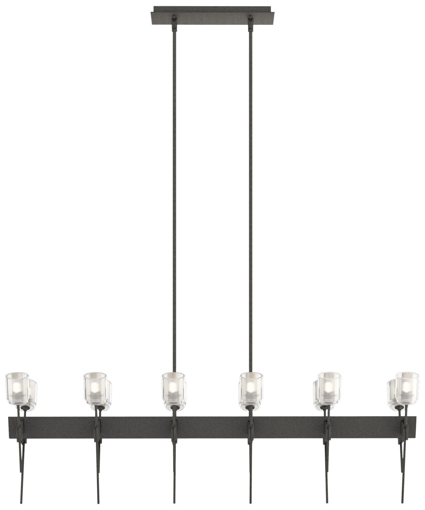 Echo 48" Wide 12-Light Natural Iron Linear Pendant With Cast Glass Sha