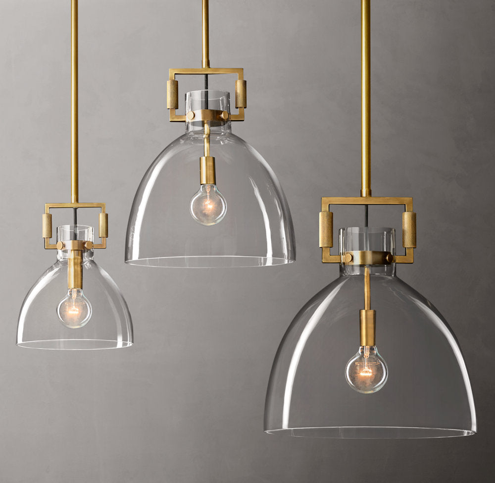 Industrial Glass Pendant Light Fixture