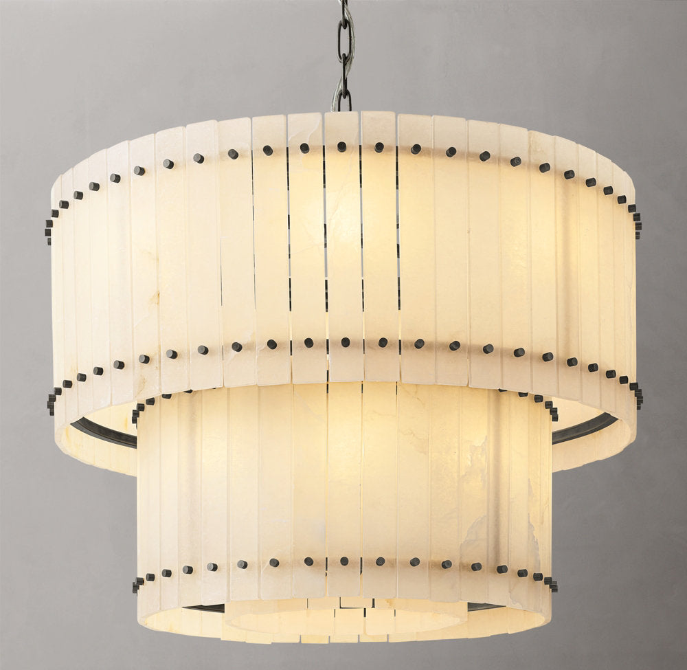San Marco Alabaster Round Tiered Chandelier 37"