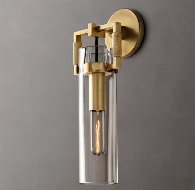 Machinist Glass Cylinder Sconce 12"