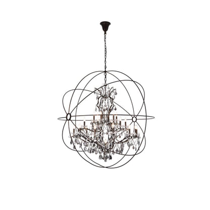 Elegant Lighting Geneva 25 Light 60" Wide Crystal Chandelier with Silver Shade Royal Cut Crystals