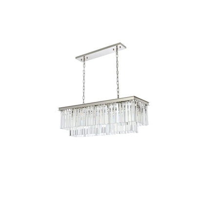 Elegant Lighting Sydney 12 Light 40" Wide Crystal Linear Chandelier with Clear Royal Cut Crystals