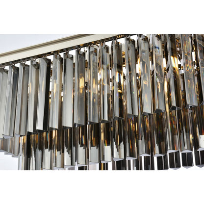 Elegant Lighting Sydney 12 Light 40" Wide Crystal Linear Chandelier with Silver Shade Royal Cut Crystals