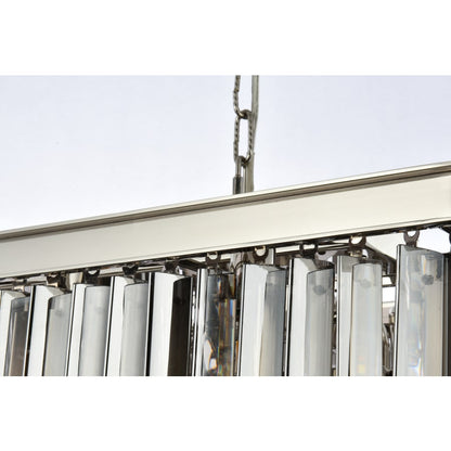 Elegant Lighting Sydney 12 Light 40" Wide Crystal Linear Chandelier with Silver Shade Royal Cut Crystals