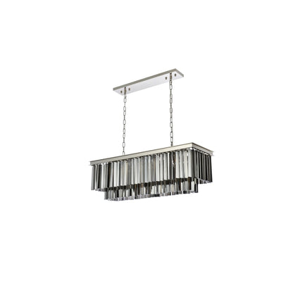 Elegant Lighting Sydney 12 Light 40" Wide Crystal Linear Chandelier with Silver Shade Royal Cut Crystals