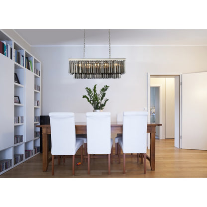 Elegant Lighting Sydney 12 Light 40" Wide Crystal Linear Chandelier with Silver Shade Royal Cut Crystals