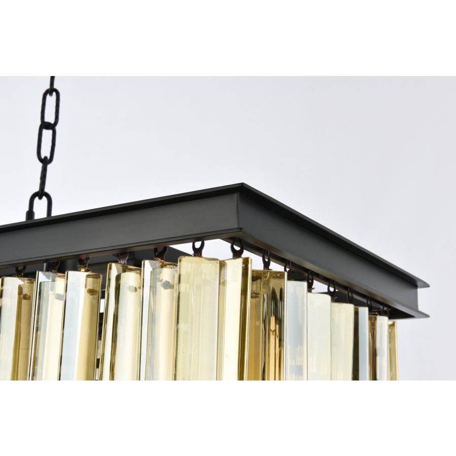Elegant Lighting Sydney 12 Light 50" Wide Crystal Linear Chandelier with Golden Teak Royal Cut Crystals