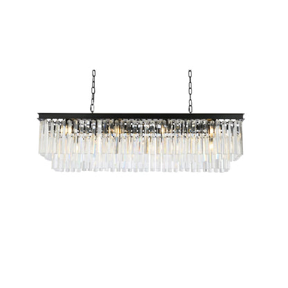 Elegant Lighting Sydney 12 Light 50" Wide Crystal Linear Chandelier with Clear Royal Cut Crystals