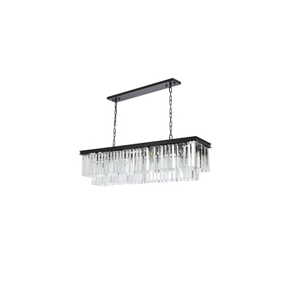 Elegant Lighting Sydney 12 Light 50" Wide Crystal Linear Chandelier with Clear Royal Cut Crystals