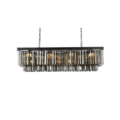 Elegant Lighting Sydney 12 Light 50" Wide Crystal Linear Chandelier with Silver Shade Royal Cut Crystals