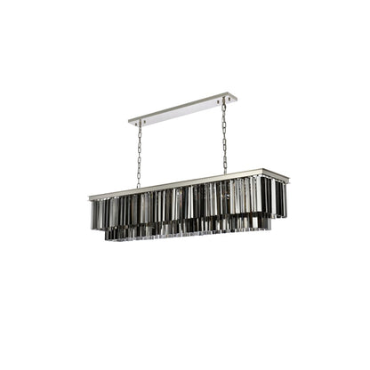 Elegant Lighting Sydney 12 Light 60" Wide Crystal Linear Chandelier with Silver Shade Royal Cut Crystals